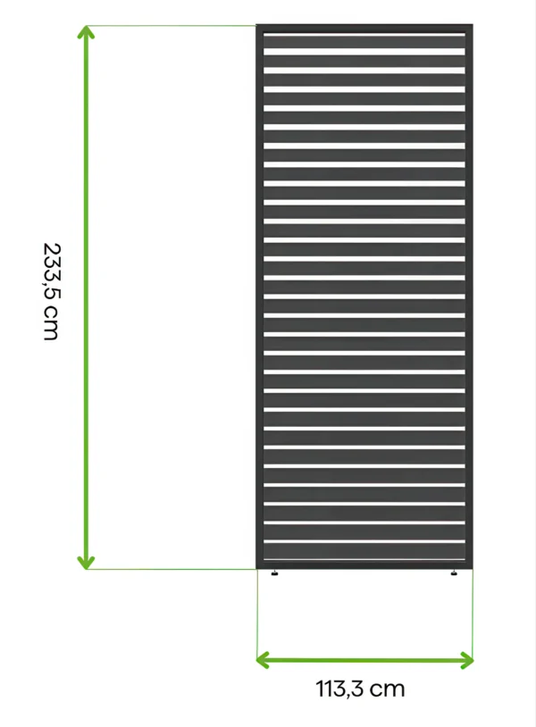 Panel żaluzjowy poziomy do pergoli ELEGANCE/DELUXE/FUSION 1.2 m Anthracite – Gutroof — wymiary produktu