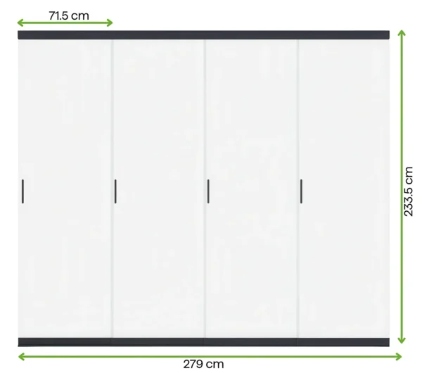 Panel szklany przesuwny do pergoli ELEGANCE/DELUXE/FUSION 3m Anthracite – Gutroof — wymiary produktu Panel szklany przesuwny do pergoli ELEGANCE/DELUXE/FUSION 3m Anthracite – Gutroof — wymiary produktu
