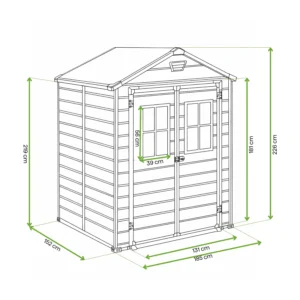 Domek narzędziowy MANOR 6x5 DD Dark Grey - 185x152cm – Keter — wymiary produktu Domek narzędziowy MANOR 6x5 DD Dark Grey - 185x152cm – Keter — wymiary produktu