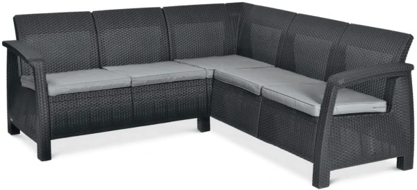 Narożnik balkonowy CORFU RELAX / stół LYON GRAPHITE