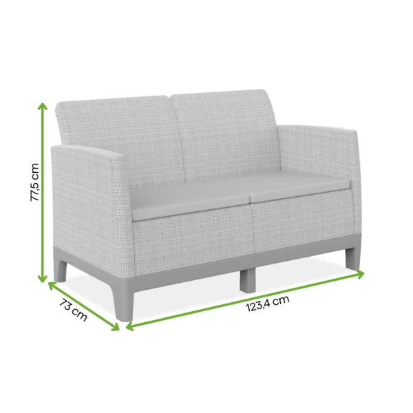 Sofa tarasowa SCANDI FORMA 2 Grey – Keter — wymiary produktu