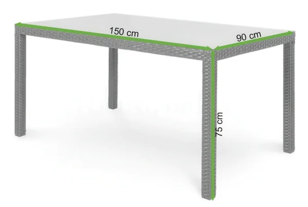 Stół VENECJA Dolphin Grey – Bjørkka — wymiary produktu