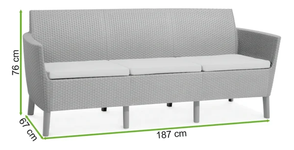 Sofa ogrodowa SALEMO Graphite – Keter — wymiary produktu