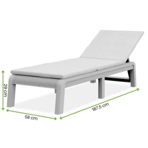 Leżak ogrodowy z poduszką ATLAS Soft beige/oat – Keter — wymiary produktu