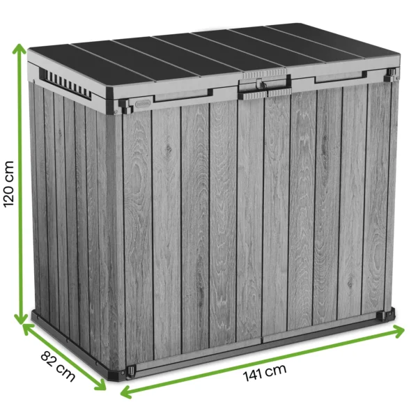 Organizer do ogrodu SIO Darwin 1150L Storm Grey – Keter — wymiary produktu Organizer do ogrodu SIO Darwin 1150L Storm Grey – Keter — wymiary produktu