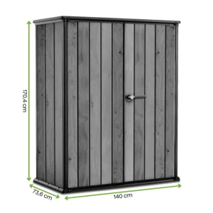 Schowek ogrodowy Deco Vertical 1400L Venetian Brown – Keter — wymiary produktu