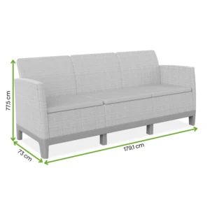Sofa ogrodowa SCANDI FORMA 3 Grey – Keter — wymiary produktu