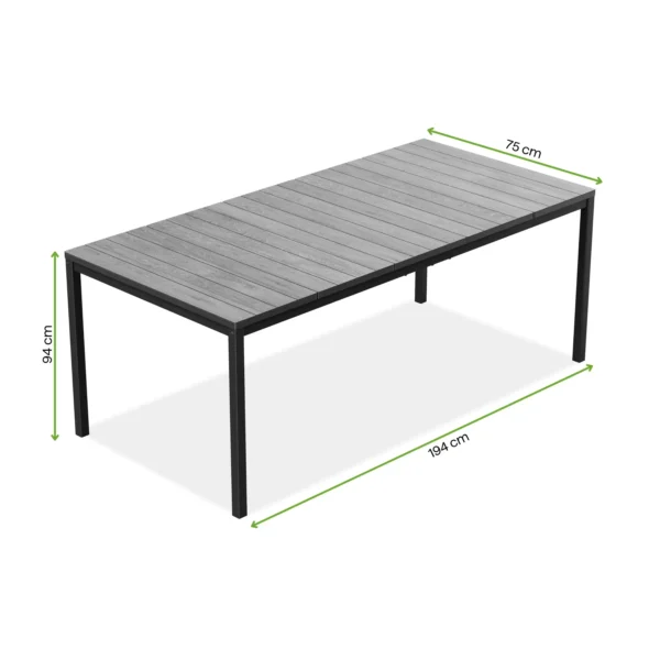 Stół jadalniany DECO PORTO NOVA 200 Black + Walnut – Keter — wymiary produktu