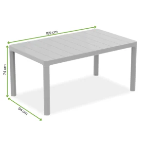 Stół ogrodowy SCANDI DINING Soft Beige – Keter — wymiary produktu Stół ogrodowy SCANDI DINING Soft Beige – Keter — wymiary produktu