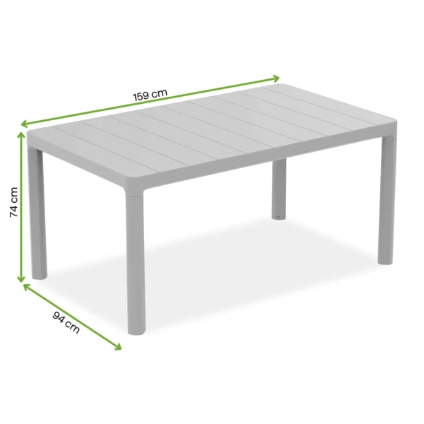 Stół ogrodowy SCANDI DINING Soft Beige – Keter — wymiary produktu Stół ogrodowy SCANDI DINING Soft Beige – Keter — wymiary produktu