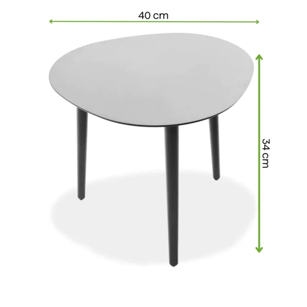 Stolik kawowy AQUALIS 40 × 40 cm Grey – Bjørkka — wymiary produktu Stolik kawowy AQUALIS 40 × 40 cm Grey – Bjørkka — wymiary produktu