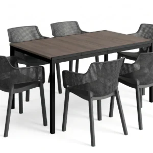 Zestaw ogrodowy ELISA/PORTO 6+1 Graphite Walnut Black Steel - Keter Zestaw ogrodowy ELISA/PORTO 6+1 Graphite Walnut Black Steel - Keter