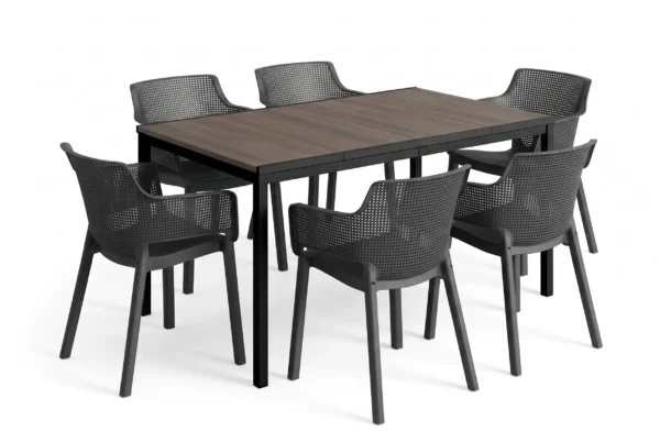 Zestaw ogrodowy ELISA/PORTO 6+1 Graphite Walnut Black Steel - Keter Zestaw ogrodowy ELISA/PORTO 6+1 Graphite Walnut Black Steel - Keter