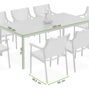 Zestaw mebli jadalnianych PATTAYA DINING Wood Look 8+1 – Bjørkka — wymiary produktu
