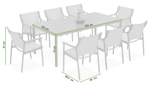 Zestaw mebli jadalnianych PATTAYA DINING Wood Look 8+1 – Bjørkka — wymiary produktu