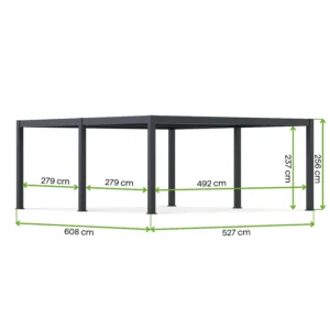 Wiata garażowa wolnostojąca REFERENCE DUO 5,3x6,0 m Anthracite – Gutroof — wymiary produktu Wiata garażowa wolnostojąca REFERENCE DUO 5,3x6,0 m Anthracite – Gutroof — wymiary produktu