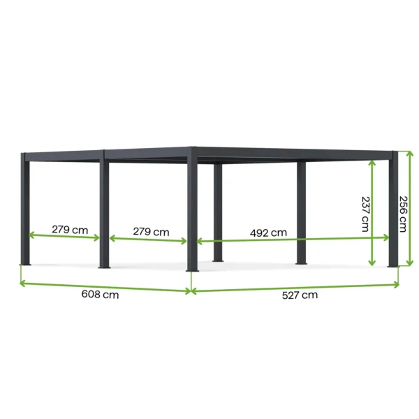 Wiata garażowa wolnostojąca REFERENCE DUO 5,3x6,0 m Anthracite – Gutroof — wymiary produktu Wiata garażowa wolnostojąca REFERENCE DUO 5,3x6,0 m Anthracite – Gutroof — wymiary produktu