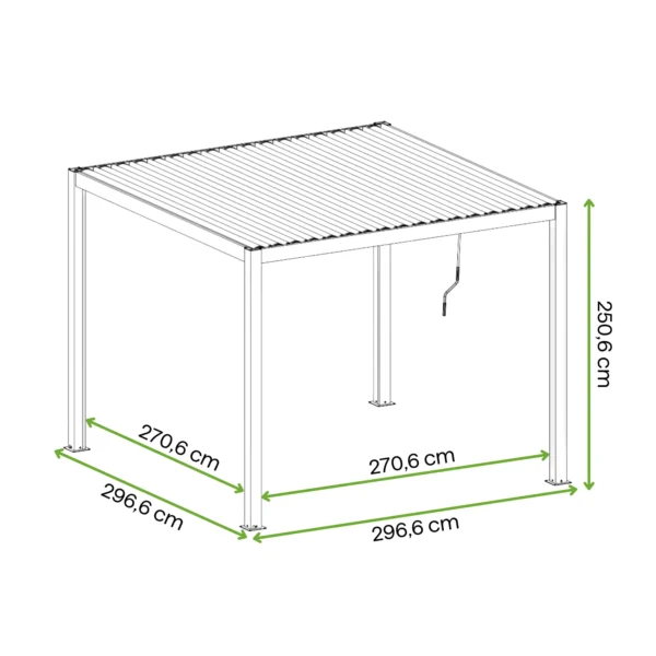 Pergola tarasowa PRIMARY 3x3 Anthracite – Gutroof — wymiary produktu Pergola tarasowa PRIMARY 3x3 Anthracite – Gutroof — wymiary produktu