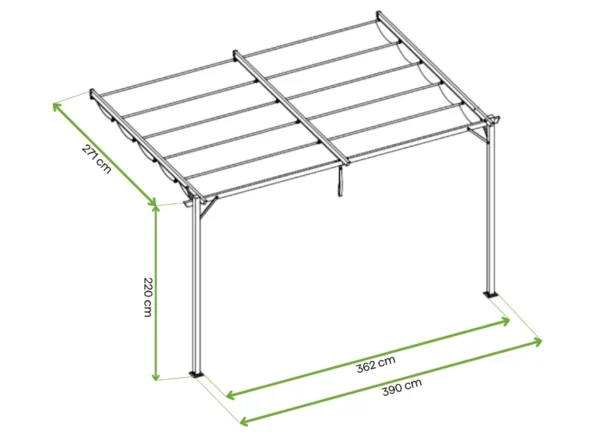 Pergola tarasowa przyścienna SPRINT WALL 4x2,7 Anthracite/Grey – HARDMAISTER — wymiary produktu Pergola tarasowa przyścienna SPRINT WALL 4x2,7 Anthracite/Grey – HARDMAISTER — wymiary produktu