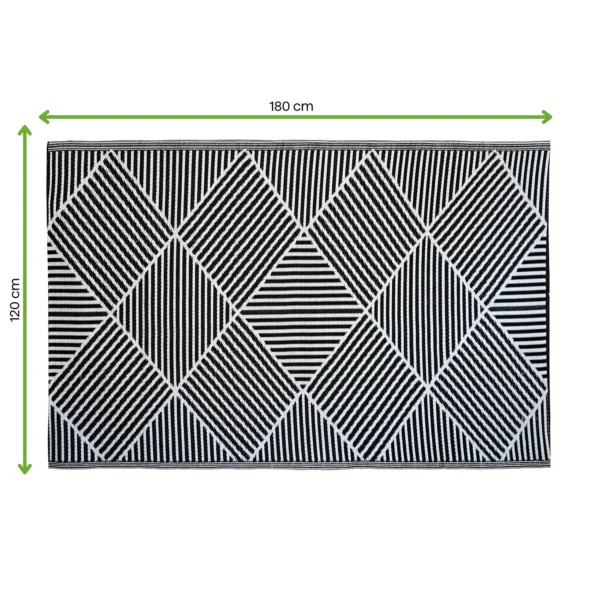 Dywan tarasowy 120x180 cm Grey – MOODME — wymiary produktu Dywan tarasowy 120x180 cm Grey – MOODME — wymiary produktu