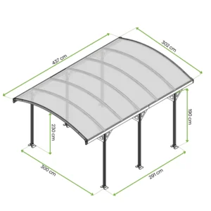Wiata samochodowa NEVADA 3x4,4m Cold Grey – Hardmaister — wymiary produktu Wiata samochodowa NEVADA 3x4,4m Cold Grey – Hardmaister — wymiary produktu