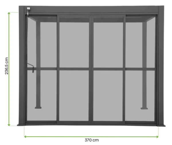 Drzwi przesuwane z poliwęglanu do pergoli PREMIUM 4m anthracite – GUTROOF — wymiary produktu Drzwi przesuwane z poliwęglanu do pergoli PREMIUM 4m anthracite – GUTROOF — wymiary produktu