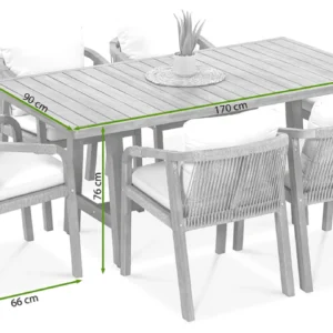 Zestaw mebli jadalnianych do ogrodu MARIGOLD 6+1 dining – FURRORE — wymiary produktu Zestaw mebli jadalnianych do ogrodu MARIGOLD 6+1 dining – FURRORE — wymiary produktu