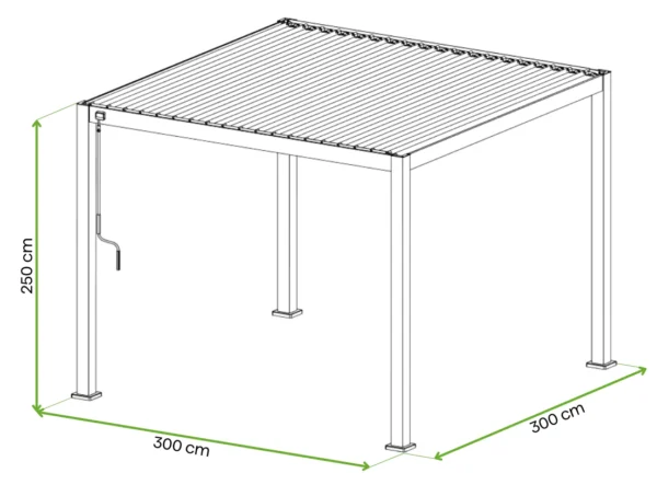 Pergola ogrodowa na taras Premium 3x3 Anthracite – Gutroof — wymiary produktu Pergola ogrodowa na taras Premium 3x3 Anthracite – Gutroof — wymiary produktu