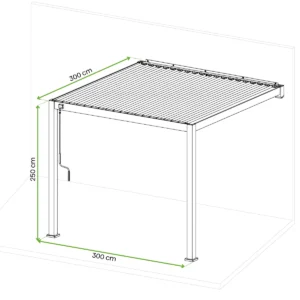 Pergola ścienna ogrodowa na taras 3x3 Premium Wall Anthracite – Gutroof — wymiary produktu Pergola ścienna ogrodowa na taras 3x3 Premium Wall Anthracite – Gutroof — wymiary produktu