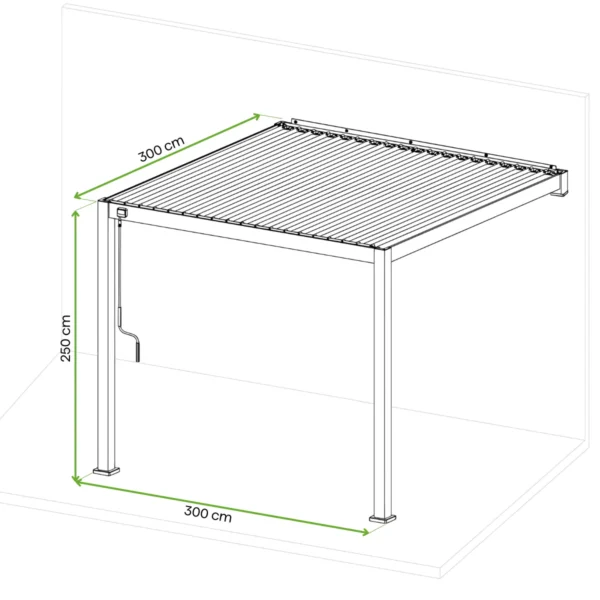 Pergola ścienna ogrodowa na taras 3x3 Premium Wall Anthracite – Gutroof — wymiary produktu Pergola ścienna ogrodowa na taras 3x3 Premium Wall Anthracite – Gutroof — wymiary produktu