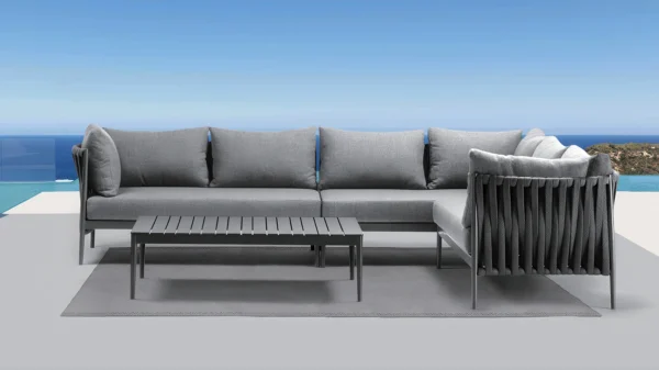 Narożnik ogrodowy aluminiowy MONZA Caffe + fotel Grey – FURRORE — zdjęcie wariantu 3 Narożnik ogrodowy aluminiowy MONZA Caffe + fotel Grey – FURRORE — zdjęcie wariantu 3