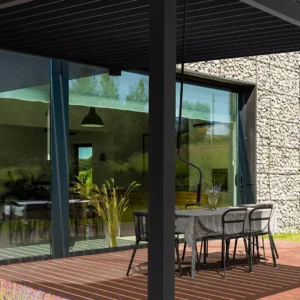 Pergola ścienna ogrodowa na taras 3x3 Premium Wall Anthracite – Gutroof — zdjęcie wariantu 3 Pergola ścienna ogrodowa na taras 3x3 Premium Wall Anthracite – Gutroof — zdjęcie wariantu 3