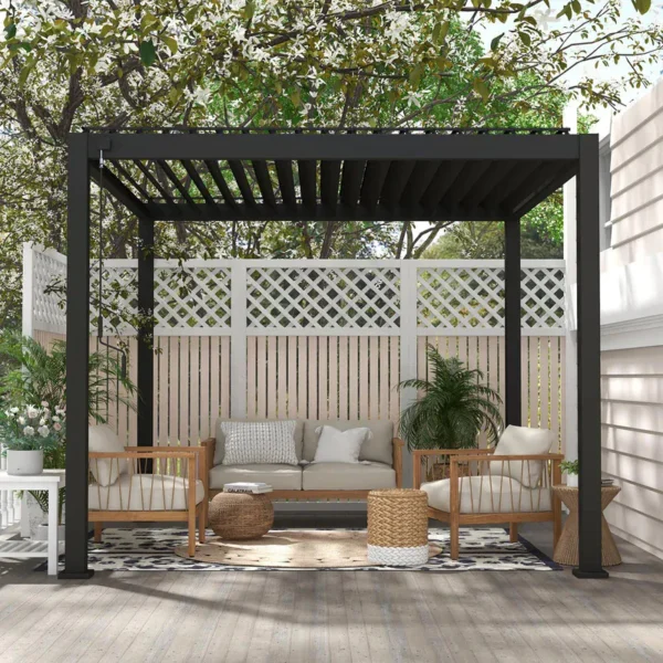 Pergola ogrodowa na taras Premium 3x3 Anthracite – Gutroof — zdjęcie wariantu 3 Pergola ogrodowa na taras Premium 3x3 Anthracite – Gutroof — zdjęcie wariantu 3