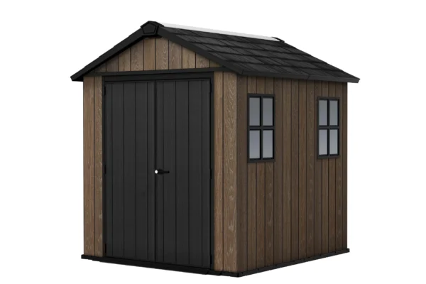 Domek narzędziowy DECO APEX 757/775 WALNUT Keter z brązowymi ścianami i czarnymi drzwiami Domek narzędziowy DECO APEX 757/775 WALNUT Keter z brązowymi ścianami i czarnymi drzwiami