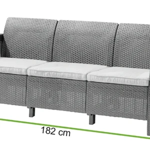 Sofa ogrodowa CORFU LOVE SEAT MAX Brown – Keter — wymiary produktu Sofa ogrodowa CORFU LOVE SEAT MAX Brown – Keter — wymiary produktu