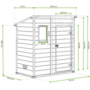 Domek ogrodowy MANOR PENT 6x4 - 183,5x111cm – Keter — wymiary produktu