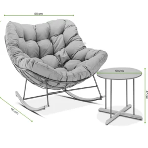 Zestaw na taras RONDA 1+1 Light Beige – Bjørkka — wymiary produktu