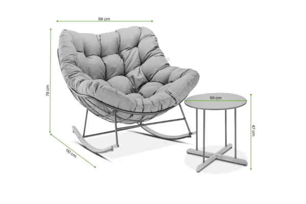 Zestaw na taras RONDA 1+1 Light Beige – Bjørkka — wymiary produktu
