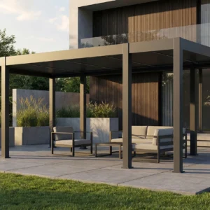 Pergola tarasowa REFERENCE AUTOMATIC 3.6x6.57 z oświetleniem LED Anthracite – Gutroof — zdjęcie wariantu 3
