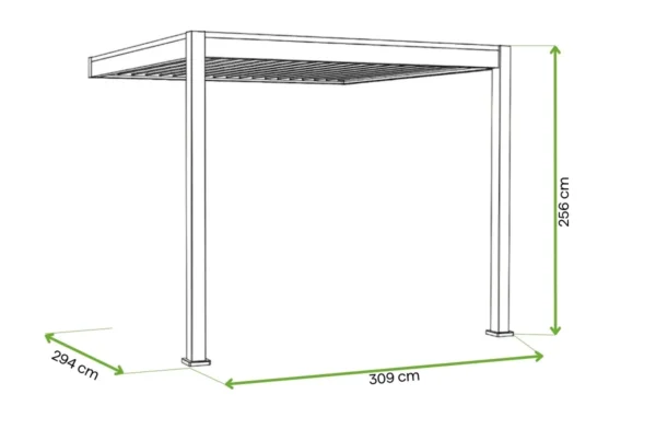 Automatyczna pergola przyścienna z oświetleniem LED 3x3 ELEGANCE WALL AUTOMATIC, Anthracite – Gutroof — wymiary produktu Automatyczna pergola przyścienna z oświetleniem LED 3x3 ELEGANCE WALL AUTOMATIC, Anthracite – Gutroof — wymiary produktu