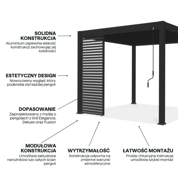Panel żaluzjowy poziomy do pergoli ELEGANCE/DELUXE/FUSION 1 m Anthracite – Gutroof — zdjęcie wariantu 4 Panel żaluzjowy poziomy do pergoli ELEGANCE/DELUXE/FUSION 1 m Anthracite – Gutroof — zdjęcie wariantu 4