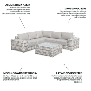 Narożnik technorattanowy VEGA CAFFE Light Grey – FURRORE — zdjęcie wariantu 4 Narożnik technorattanowy VEGA CAFFE Light Grey – FURRORE — zdjęcie wariantu 4