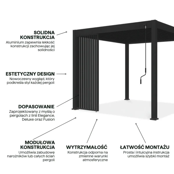 Panel żaluzjowy pionowy do pergoli ELEGANCE/DELUXE/FUSION 1 m Anthracite – Gutroof — zdjęcie wariantu 4 Panel żaluzjowy pionowy do pergoli ELEGANCE/DELUXE/FUSION 1 m Anthracite – Gutroof — zdjęcie wariantu 4