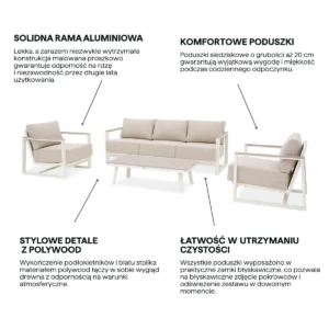 Zestaw ogrodowy z aluminium EVORA CAFFE Beige – FURRORE — zdjęcie wariantu 4 Zestaw ogrodowy z aluminium EVORA CAFFE Beige – FURRORE — zdjęcie wariantu 4