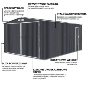 Metalowy garaż Kingston 380x480 Cold Grey – HARDMAISTER — zdjęcie wariantu 4 Metalowy garaż Kingston 380x480 Cold Grey – HARDMAISTER — zdjęcie wariantu 4