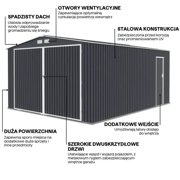 Metalowy garaż Kingston 380x480 Cold Grey – HARDMAISTER — zdjęcie wariantu 4 Metalowy garaż Kingston 380x480 Cold Grey – HARDMAISTER — zdjęcie wariantu 4
