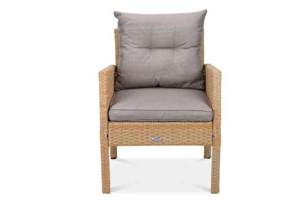 Fotel technorattanowy CORTINA Beige widok od przodu Fotel technorattanowy CORTINA Beige widok od przodu