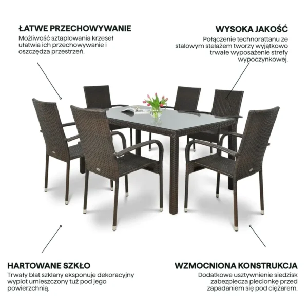 Najważniejsze cechy - Meble technorattanowe FIESTAVENECJA 6+1 Brown