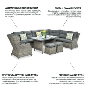 Najważniejsze cechy - Narożnik z technorattanu TRIVENTO DINING Melange Najważniejsze cechy - Narożnik z technorattanu TRIVENTO DINING Melange