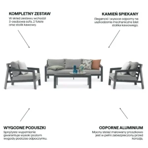 Najważniejsze cechy - Zestaw mebli HENDERSON CAFFE Anthracite – Bjørkka Najważniejsze cechy - Zestaw mebli HENDERSON CAFFE Anthracite – Bjørkka